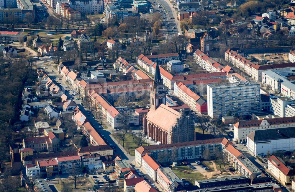 Aerial photograph Neubrandenburg - The Marienkirche in the center of Neubrandenburg in Mecklenburg - West Pomerania