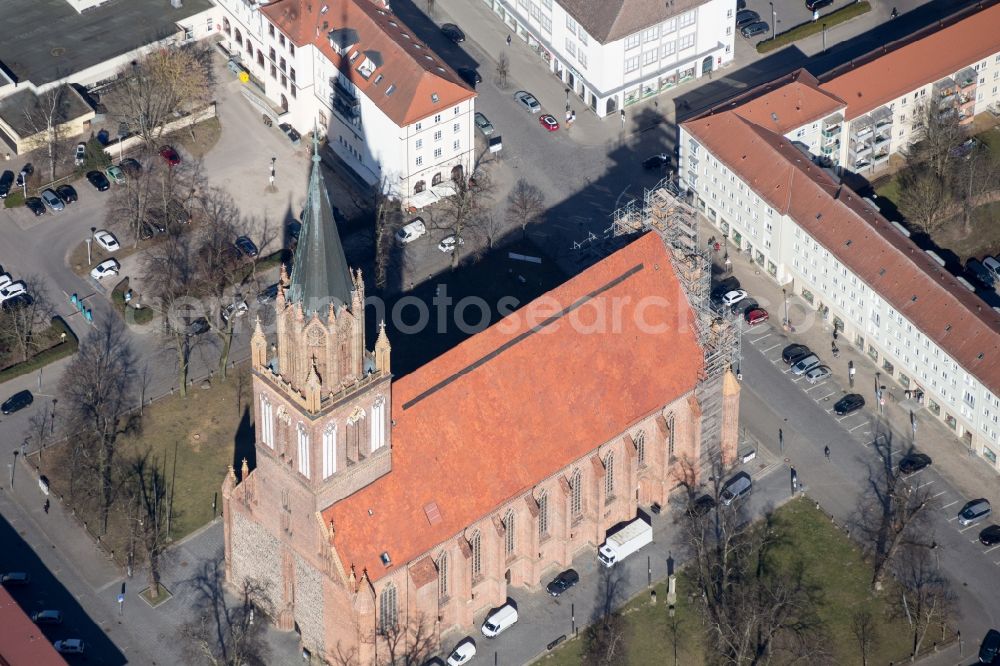 Aerial image Neubrandenburg - The Marienkirche in the center of Neubrandenburg in Mecklenburg - West Pomerania