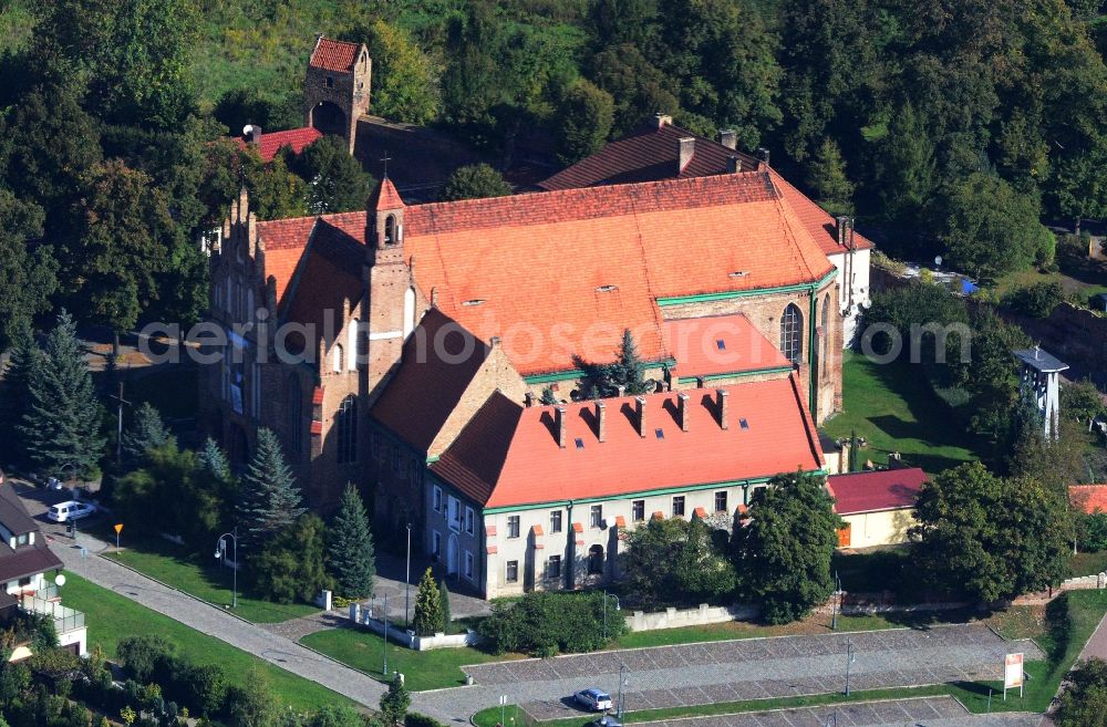 Aerial image Chojna - Church Kosciol pw Swietej Trojcy -. Holy Trinity Church in Chojna formerly Konigsberg in Neumark in Poland