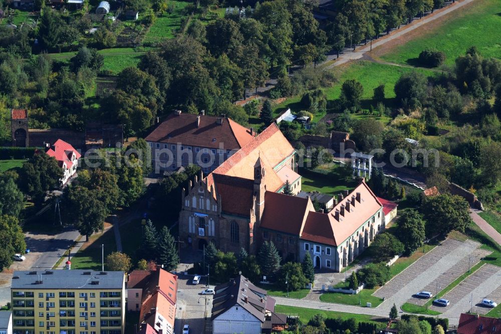 Chojna from above - Church Kosciol pw Swietej Trojcy -. Holy Trinity Church in Chojna formerly Konigsberg in Neumark in Poland