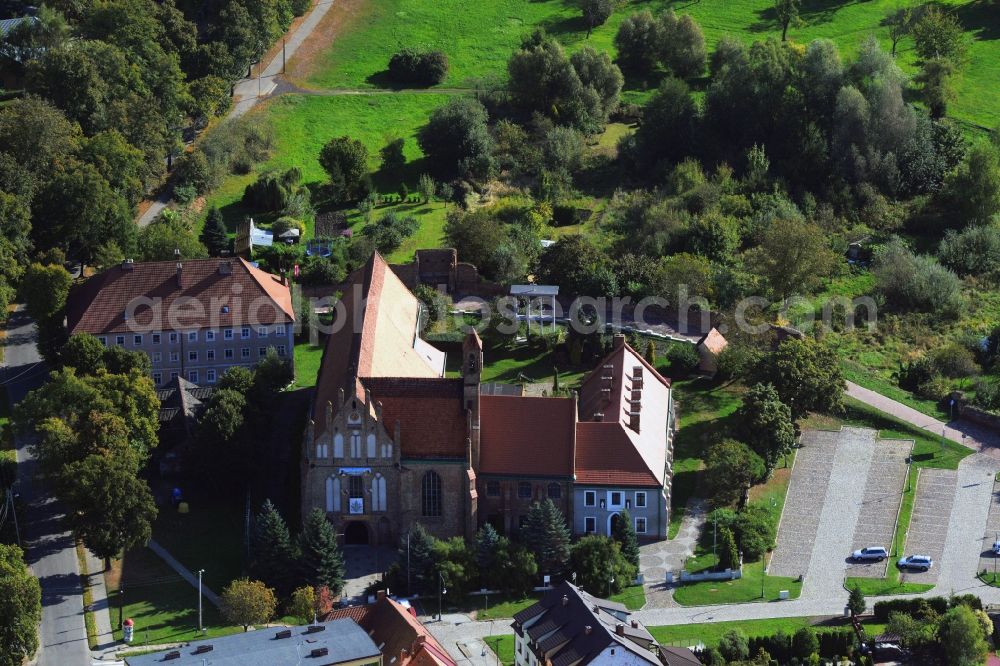 Aerial image Chojna - Church Kosciol pw Swietej Trojcy -. Holy Trinity Church in Chojna formerly Konigsberg in Neumark in Poland