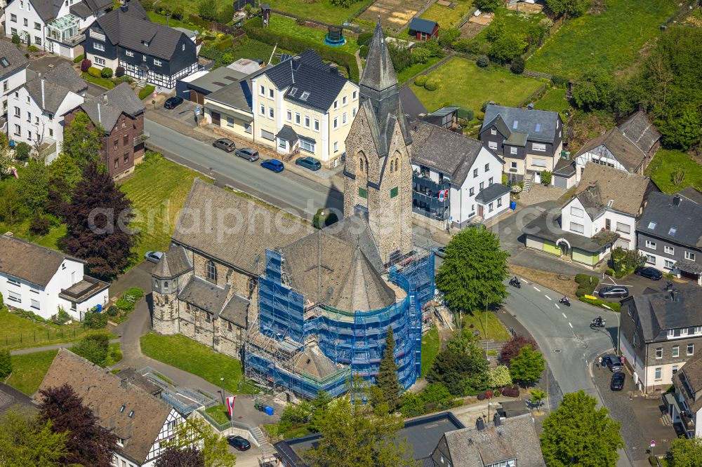 Aerial photograph Bestwig - Church building Sankt-Anna-church at the Kirchstrasse in Bestwig in the state North Rhine-Westphalia