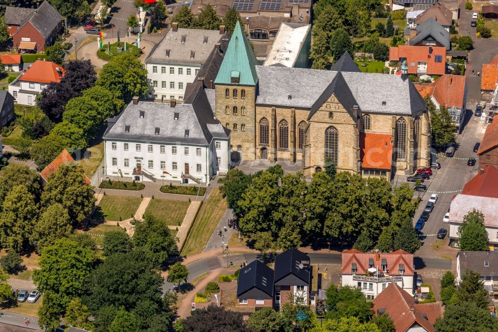 Wadersloh from above - Church building Abteikriche Ss. Cosmas und Donian Liesborn on Abteiring in Wadersloh in the state North Rhine-Westphalia, Germany