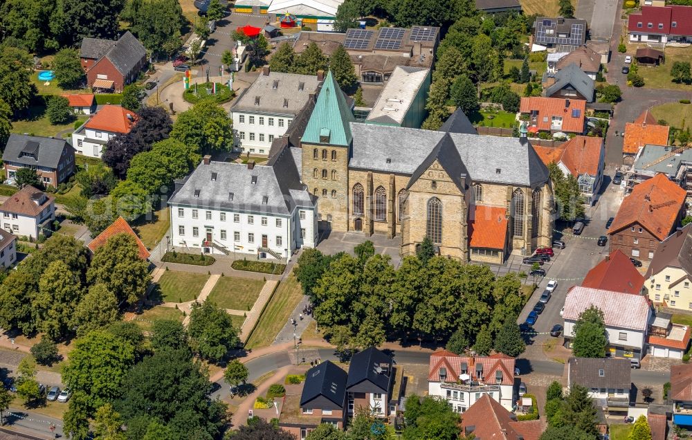 Wadersloh from the bird's eye view: Church building Abteikriche Ss. Cosmas und Donian Liesborn on Abteiring in Wadersloh in the state North Rhine-Westphalia, Germany