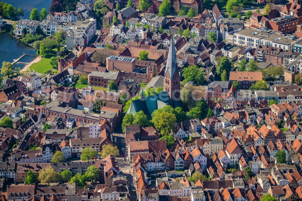 Lübeck from the bird's eye view: Church building St.-Aegidien-Kirche Luebeck in the district Altstadt in Luebeck in the state Schleswig-Holstein, Germany