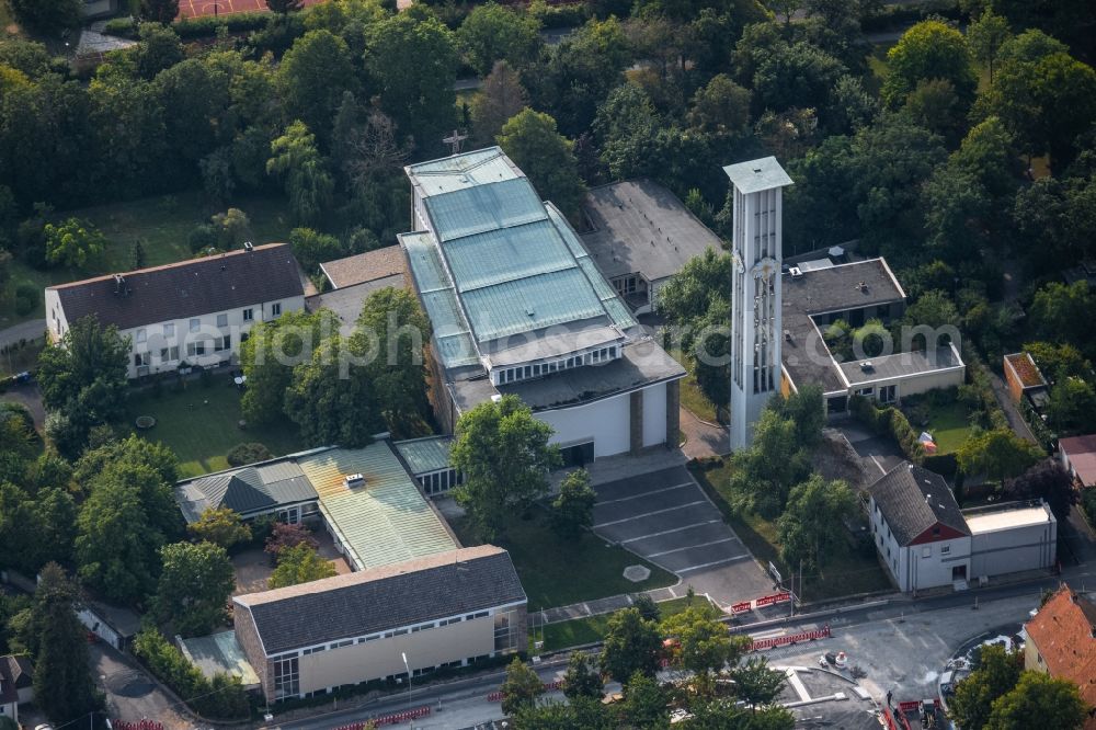 Würzburg from the bird's eye view: Church building St. Alfons on Matthias-Ehrenfried-Strasse in the district Frauenland in Wuerzburg in the state Bavaria, Germany