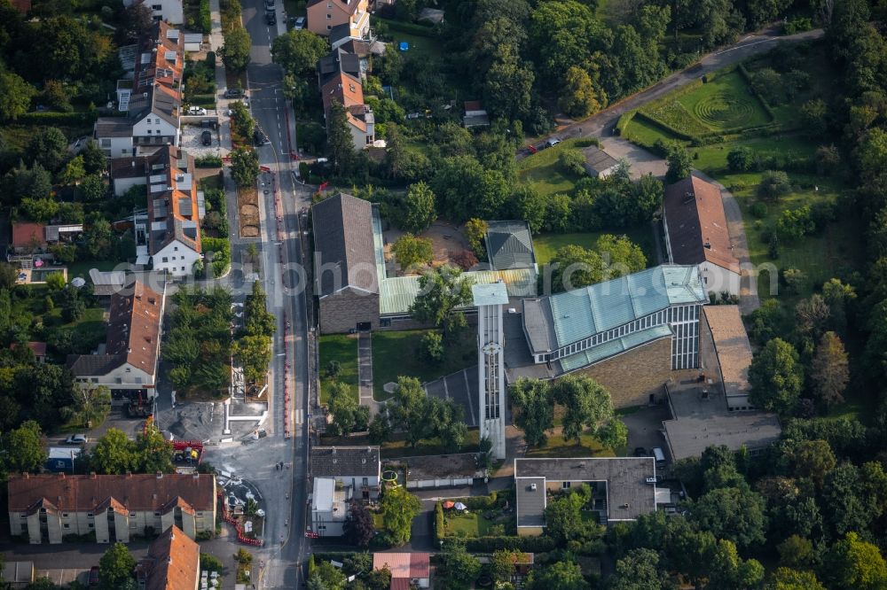 Würzburg from above - Church building St. Alfons on Matthias-Ehrenfried-Strasse in the district Frauenland in Wuerzburg in the state Bavaria, Germany