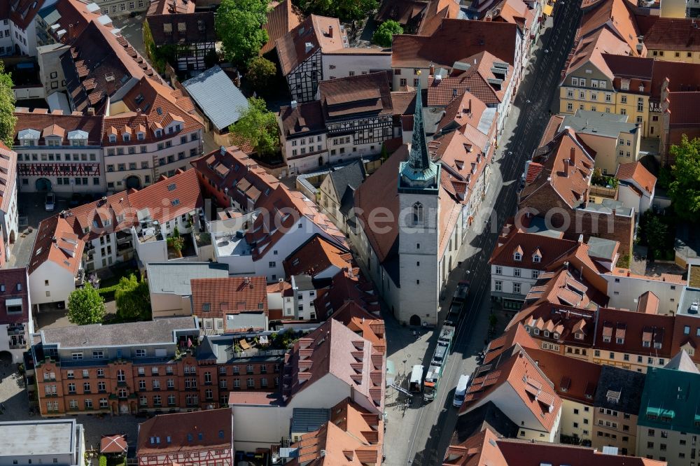 Aerial image Erfurt - Church building of Allerheiligenkirche on Marktstrasse in the district Altstadt in Erfurt in the state Thuringia, Germany