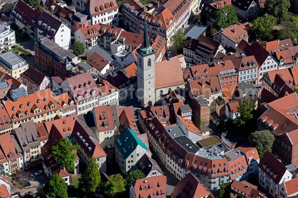 Aerial image Erfurt - Church building of Allerheiligenkirche on Marktstrasse in the district Altstadt in Erfurt in the state Thuringia, Germany