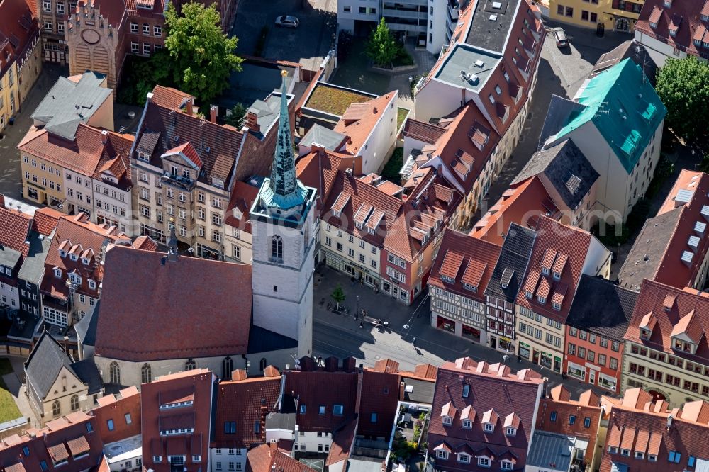 Aerial photograph Erfurt - Church building of Allerheiligenkirche on Marktstrasse in the district Altstadt in Erfurt in the state Thuringia, Germany