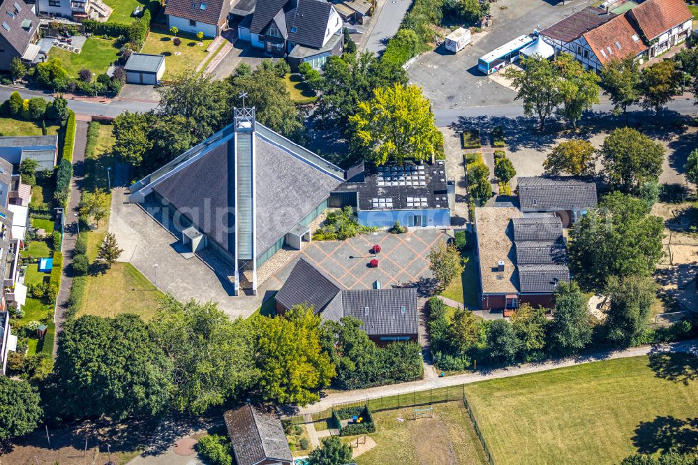 Altendorf-Ulfkotte from above - Church building on street Gildenweg in Altendorf-Ulfkotte in the state North Rhine-Westphalia, Germany