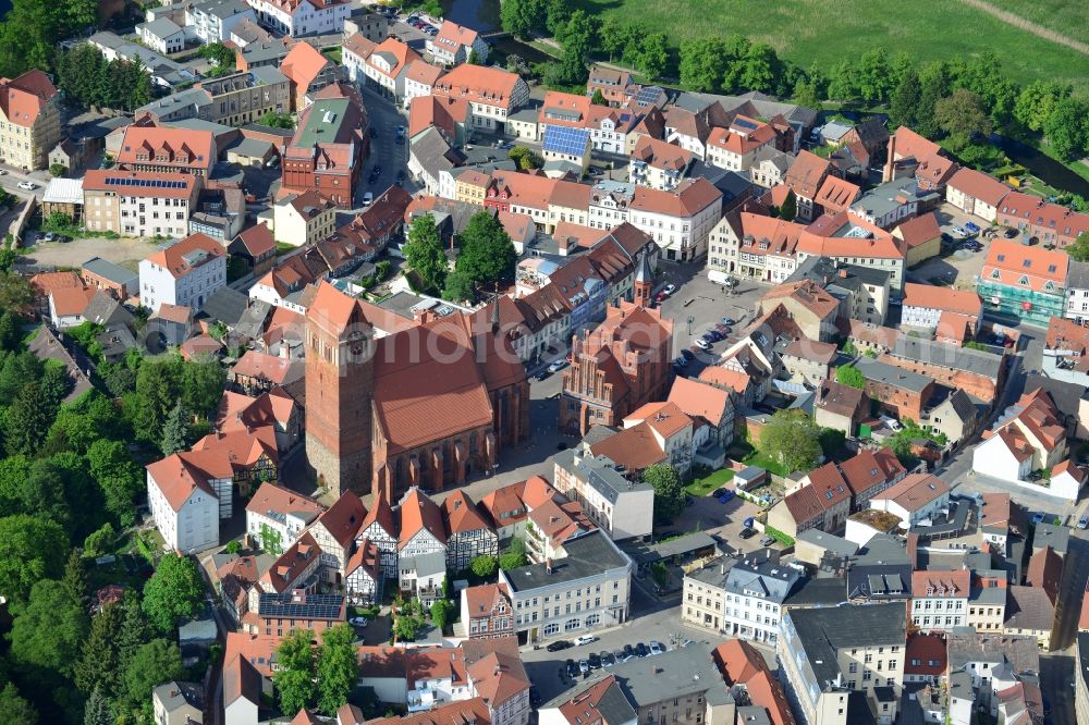 Aerial image Perleberg - Church building the historical center in Perleberg in the state Brandenburg