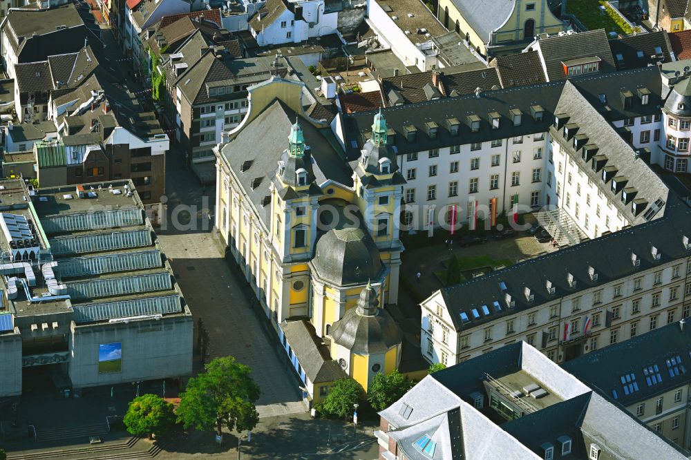 Düsseldorf from the bird's eye view: Church building in St. Andreas Old Town- center of downtown on street Andreasstrasse in the district Altstadt in Duesseldorf at Ruhrgebiet in the state North Rhine-Westphalia, Germany