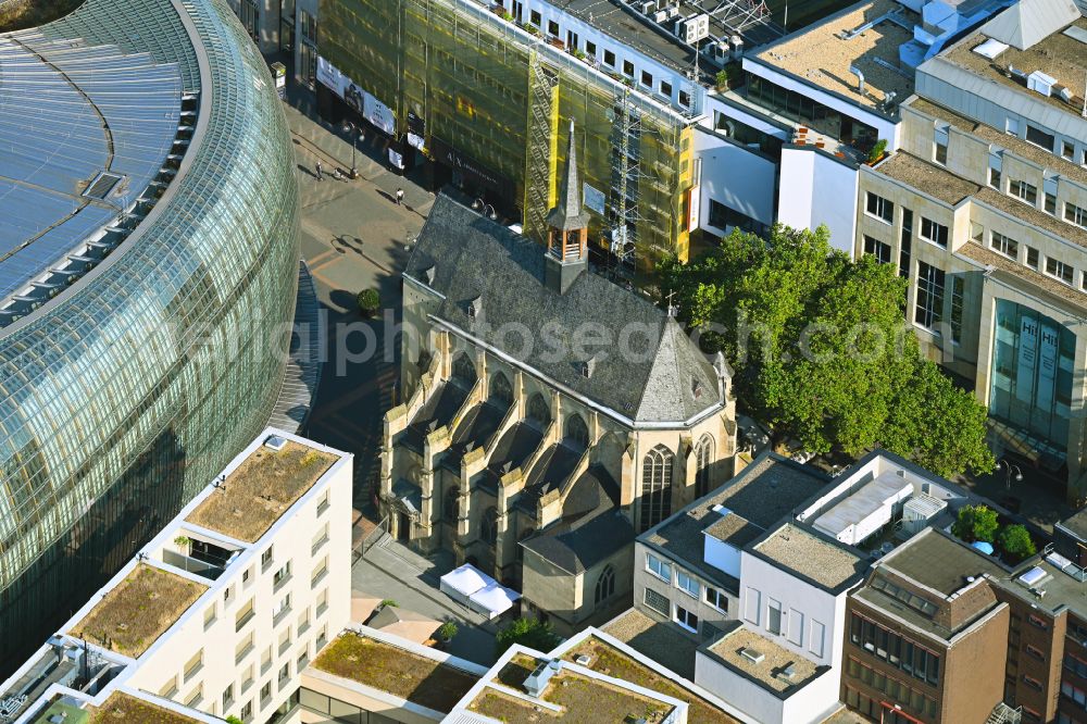 Aerial photograph Köln - Church building in Antoniterkirche Old Town- center of downtown on street Schildergasse in the district Altstadt in Cologne in the state North Rhine-Westphalia, Germany