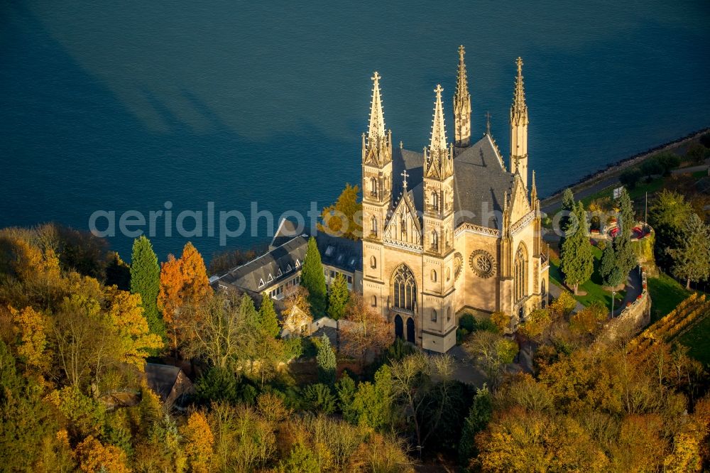 Aerial image Remagen - Church building Apollinariskirche om Apollinarisberg in Remagen in the state Rhineland-Palatinate