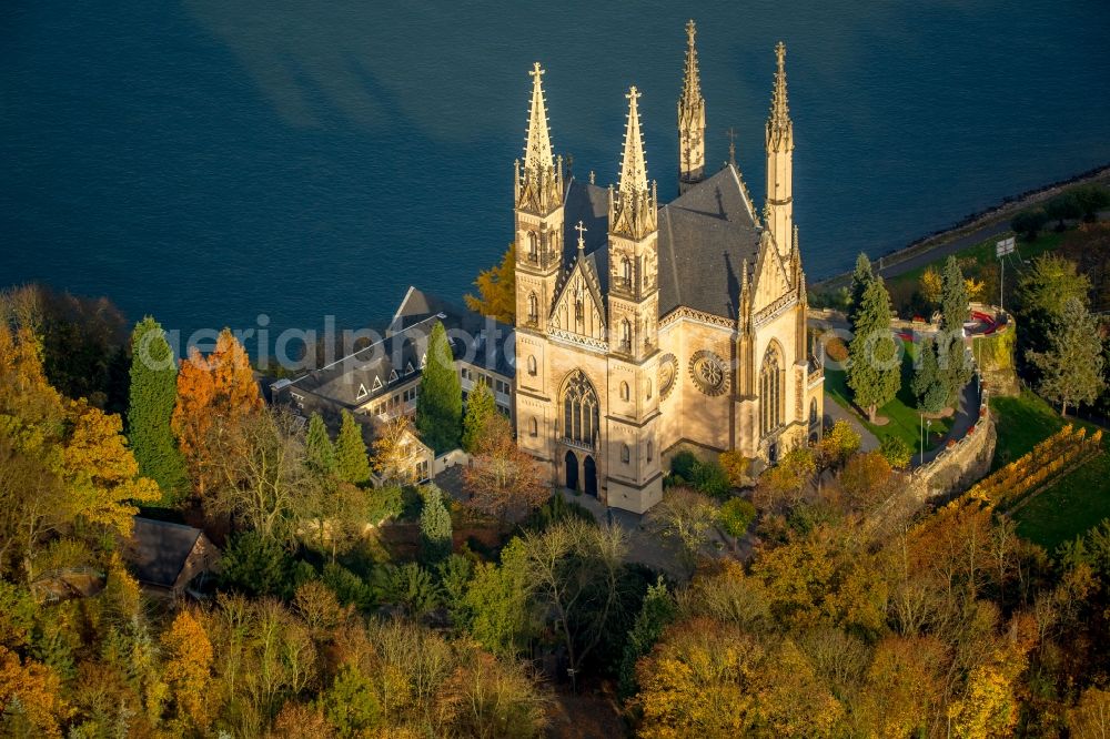 Aerial photograph Remagen - Church building Apollinariskirche om Apollinarisberg in Remagen in the state Rhineland-Palatinate