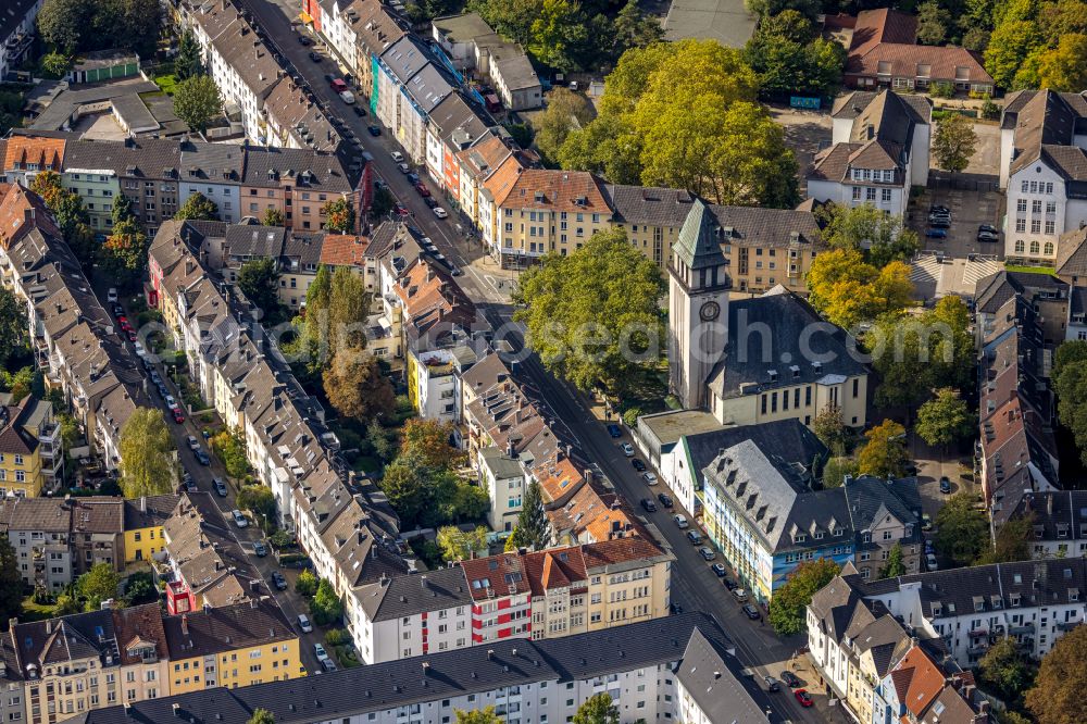 Aerial image Essen - Church building Apostelkirche in Essen in the state North Rhine-Westphalia, Germany