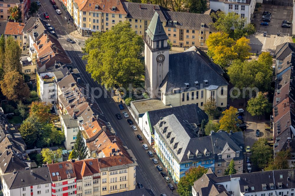 Aerial photograph Essen - Church building Apostelkirche in Essen in the state North Rhine-Westphalia, Germany