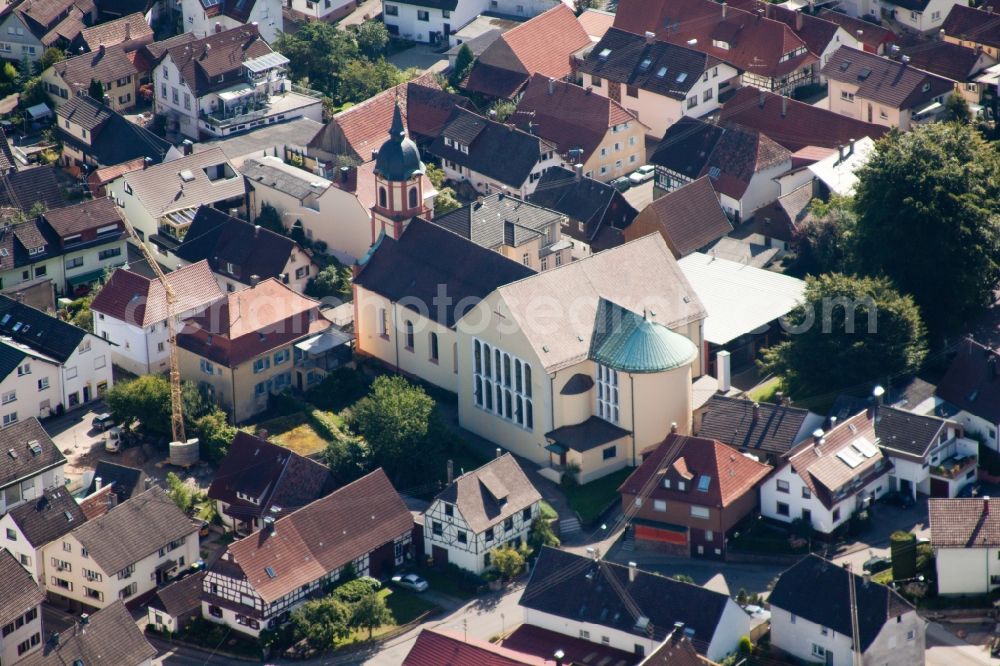 Baden-Baden from the bird's eye view: Church building in the village of in the district Haueneberstein in Baden-Baden in the state Baden-Wuerttemberg, Germany