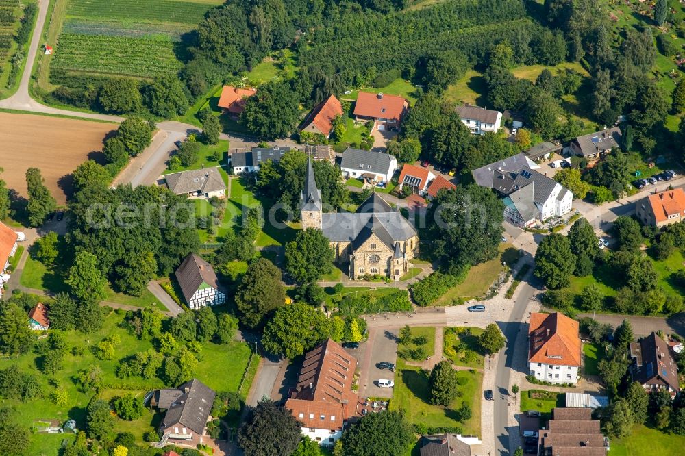 Aerial image Rödinghausen - Church building Bartholomaeuskirche in Roedinghausen in the state North Rhine-Westphalia