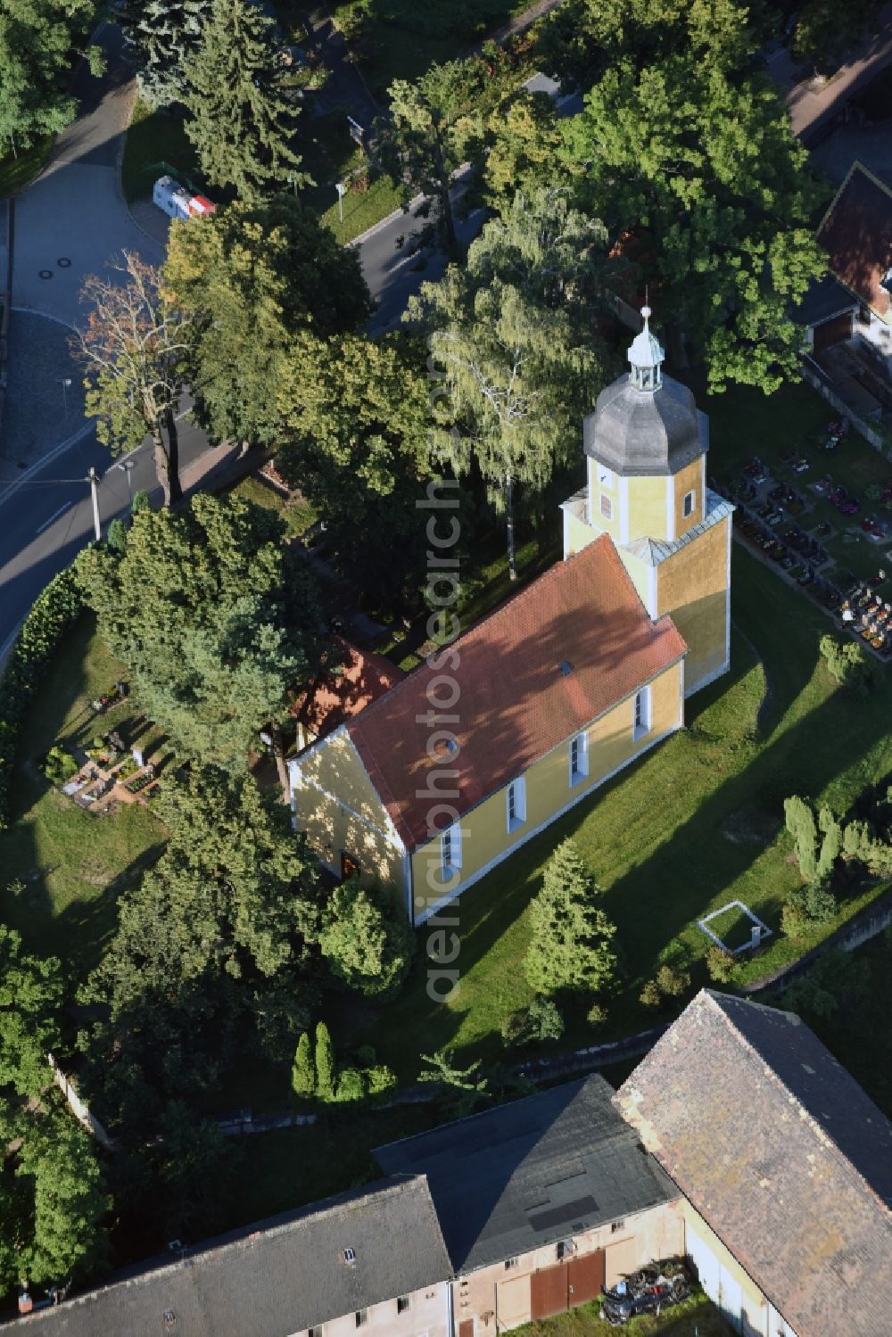 Aerial image Böhlitz - Church building in Boehlitz in the state Saxony