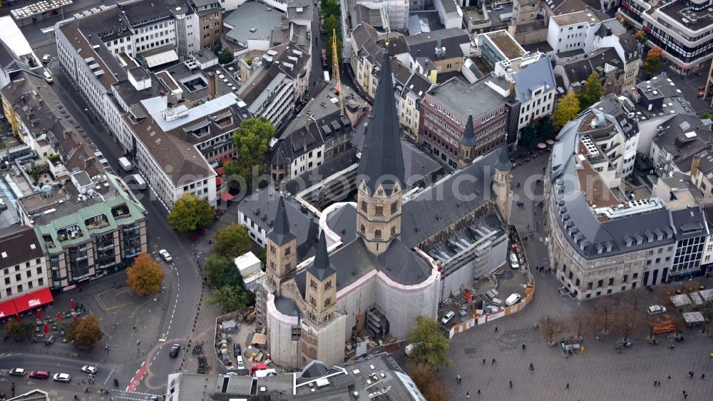 Aerial image Bonn - Church building of the cathedral of Bonner Muenster on Muensterplatz in Bonn in the state North Rhine-Westphalia, Germany