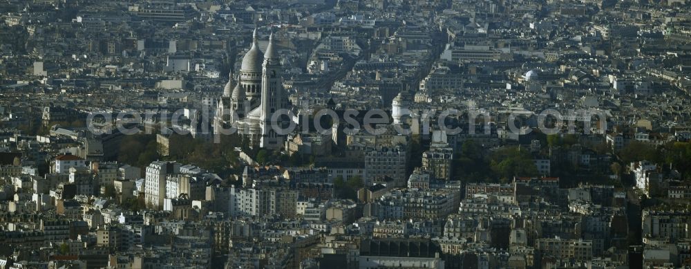 Paris from the bird's eye view: Church building of the cathedral of Carmel de Montmartre an der Rue du Chevalier de la Barre in Saint-Ouen in Ile-de-France, France