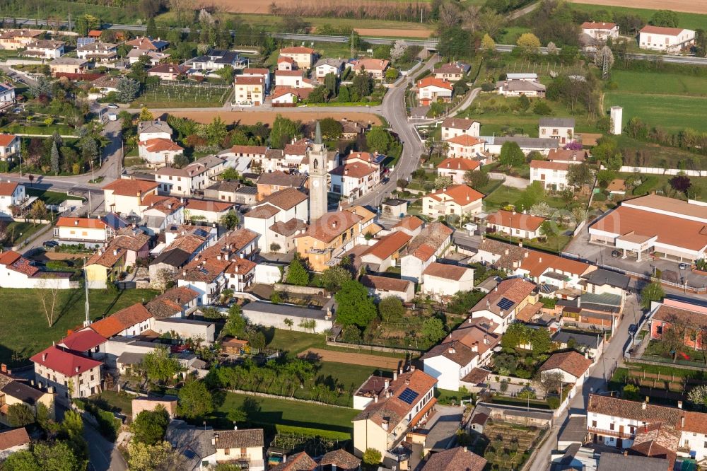 Vidulis from above - Church building Chiesa dei Sonti Angeli Custodi di Vidulis in Vidulis in Friuli-Venezia Giulia, Italy