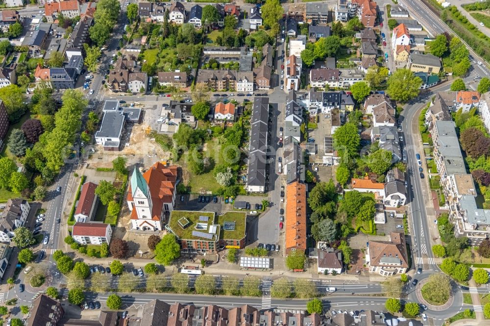 Aerial photograph Gladbeck - Church building Christus Kirche in Gladbeck at Ruhrgebiet in the state North Rhine-Westphalia, Germany