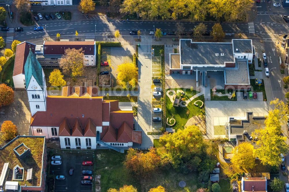 Gladbeck from above - Church building Christus Kirche in Gladbeck in the state North Rhine-Westphalia, Germany