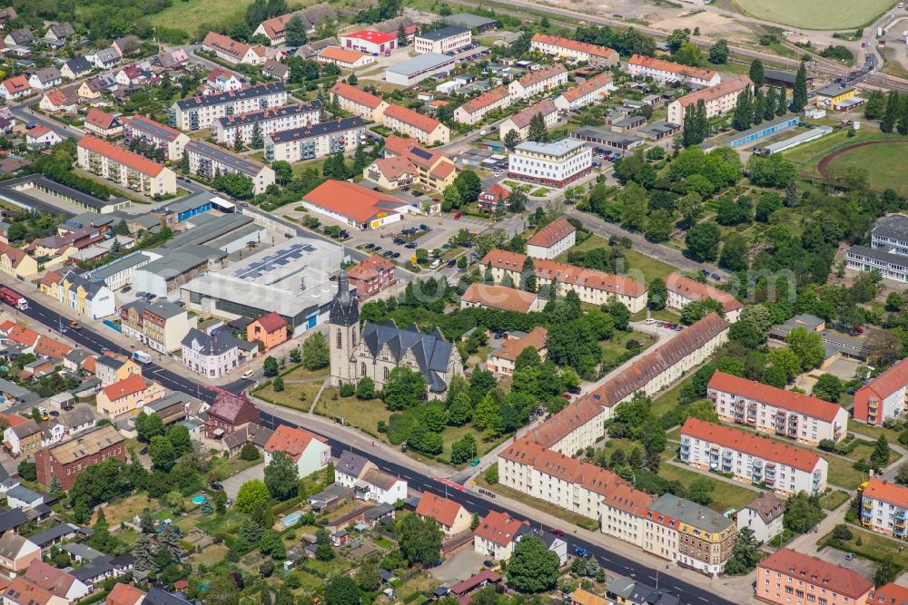 Lutherstadt Wittenberg from the bird's eye view: Church building Christuskirche in Lutherstadt Wittenberg in the state Saxony-Anhalt, Germany