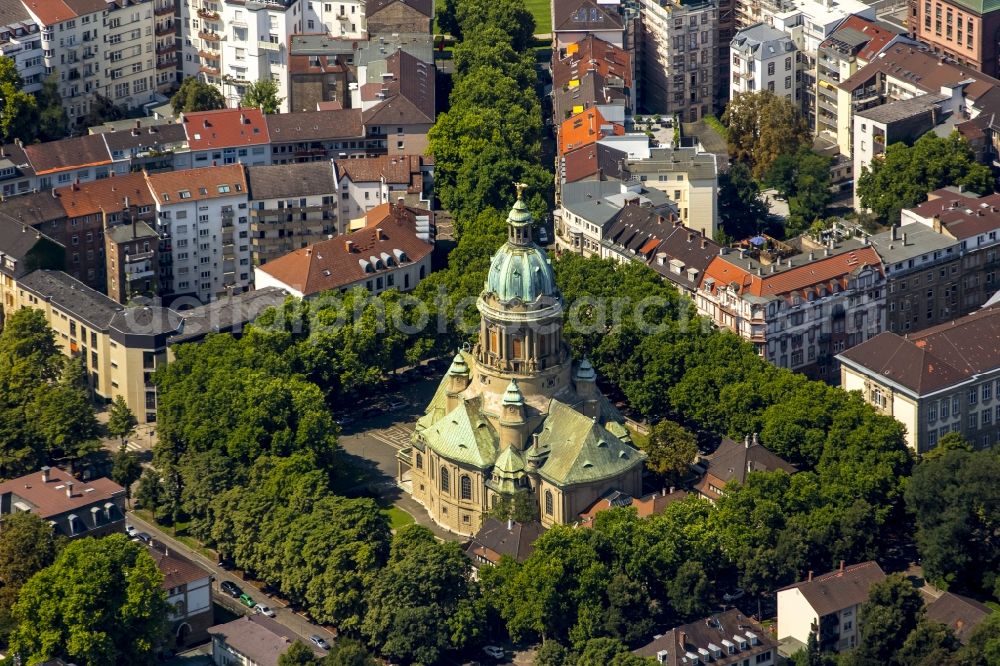 Mannheim from the bird's eye view: Church building Christuskirche in Mannheim in the state Baden-Wuerttemberg