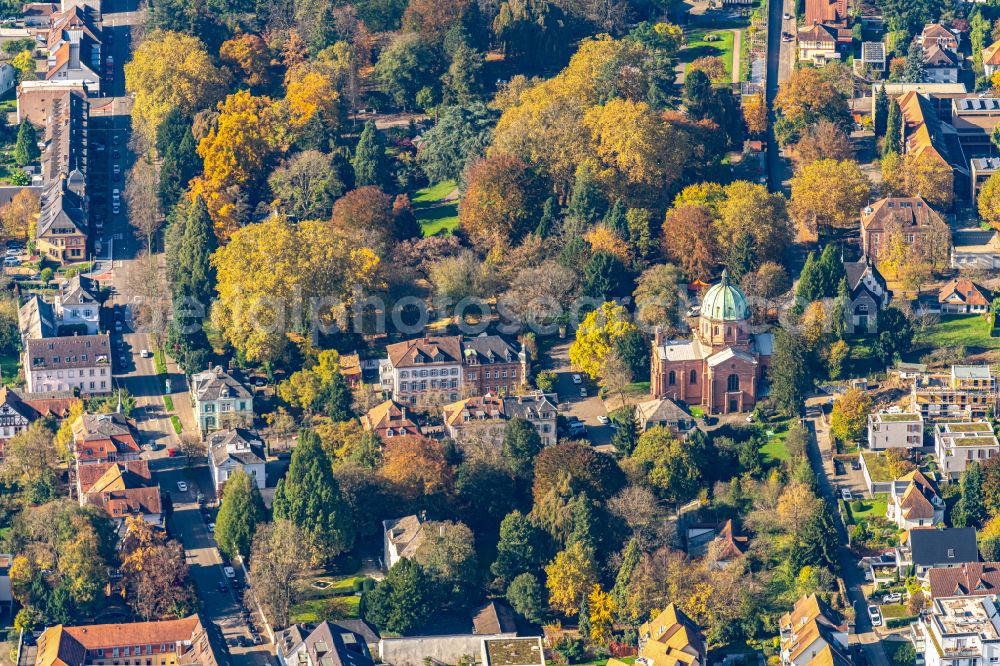 Lahr/Schwarzwald from the bird's eye view: Church building in Christuskirche Old Town- center of downtown in Lahr/Schwarzwald in the state Baden-Wuerttemberg, Germany