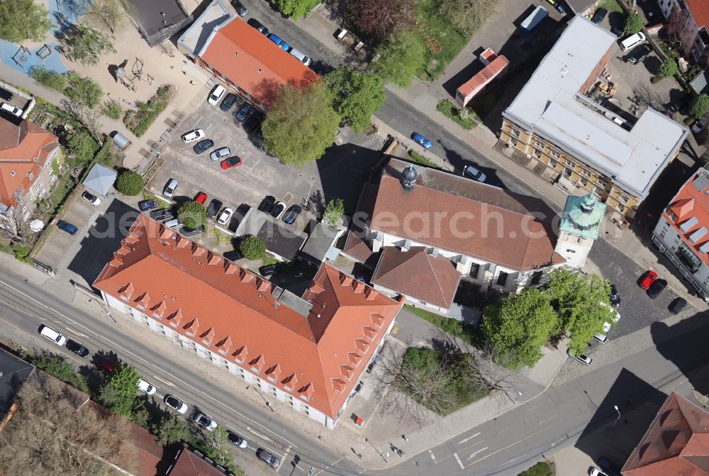 Aerial photograph Erfurt - Church building St. Crucis (Neuwerkkirche) on Lutherstrasse in the district Altstadt in Erfurt in the state Thuringia, Germany