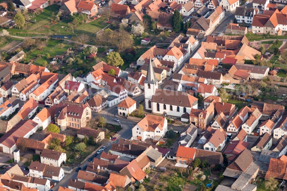 Ottersheim bei Landau from the bird's eye view: Church building of catholic Church in Ottersheim bei Landau in the state Rhineland-Palatinate, Germany