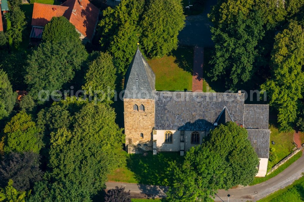 Aerial image Dünne - Church building in Duenne in the state North Rhine-Westphalia, Germany