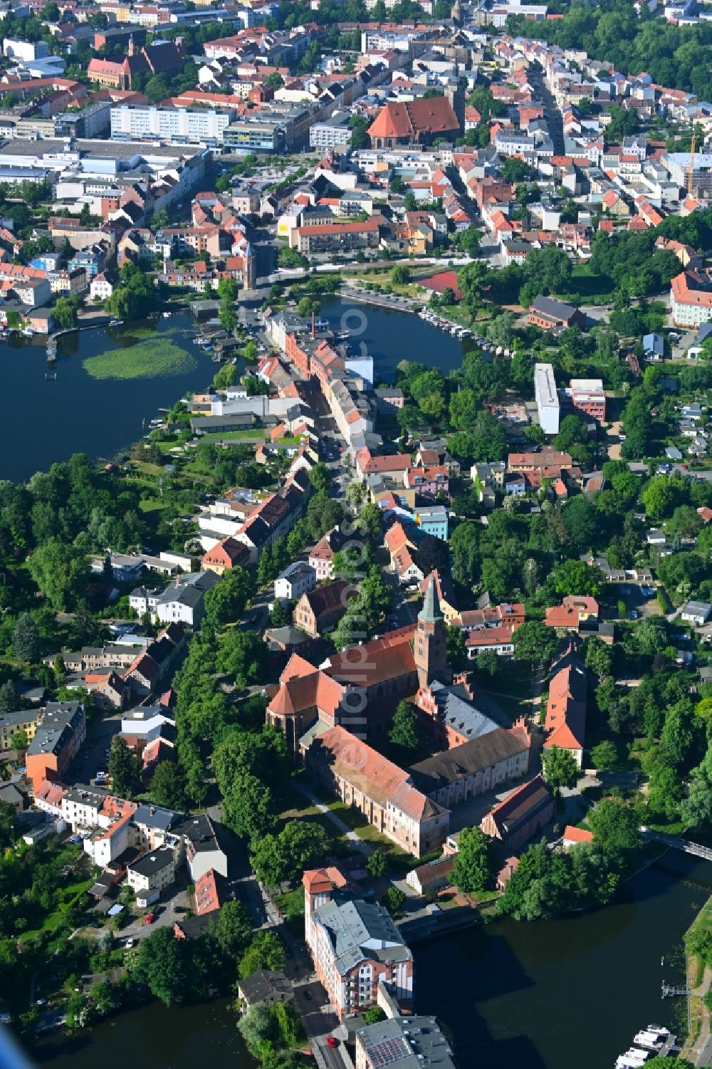 Brandenburg an der Havel from above - Church building of the cathedral of Dom in Brandenburg an der Havel in the state Brandenburg, Germany