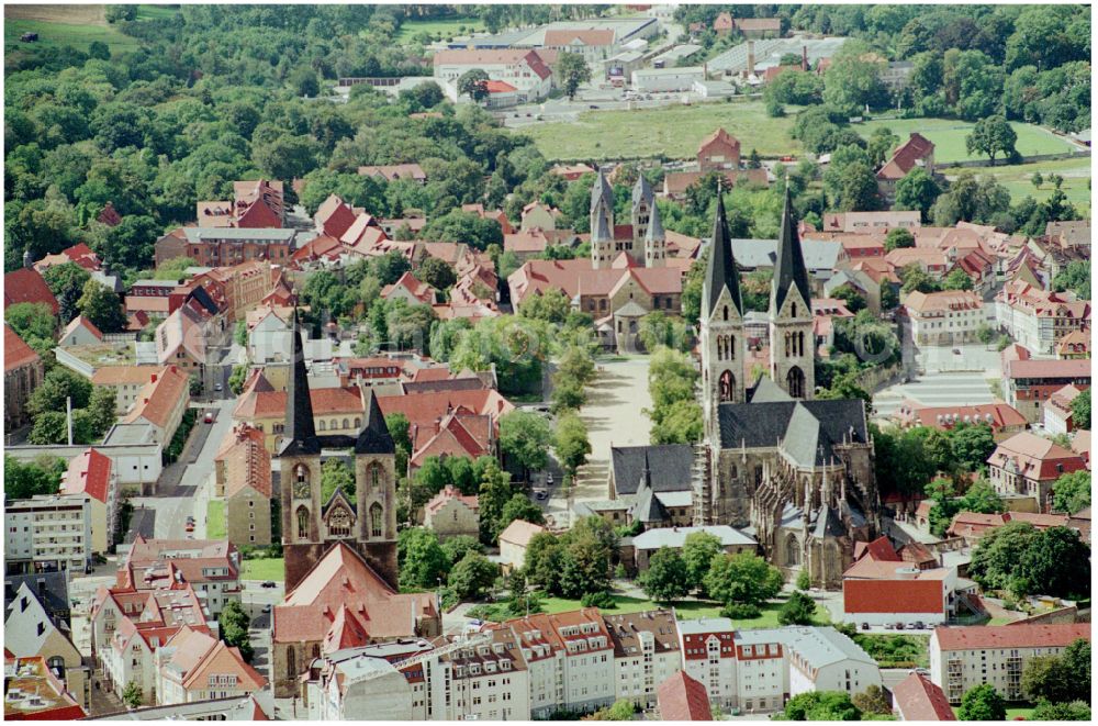 Halberstadt from above - Church building of the cathedral and Domschatz in Halberstadt in the state Saxony-Anhalt, Germany