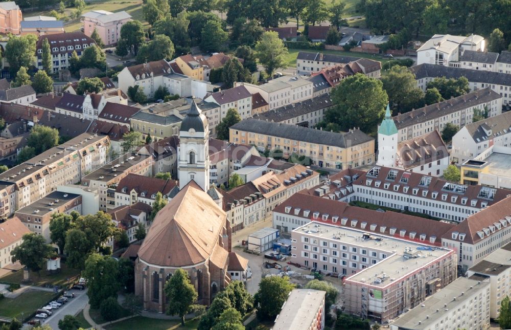 Aerial image Fürstenwalde/Spree - Church building of the cathedral of Dom St. Marien in Fuerstenwalde/Spree in the state Brandenburg