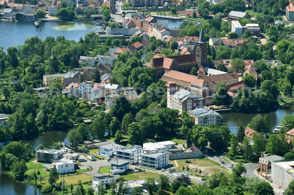 Brandenburg an der Havel from above - Church building of the cathedral of of Dom Sankt Peter and Paul zu Brandenburg on Havel auf of Dominsel on Burghof in Brandenburg an der Havel in the state Brandenburg, Germany