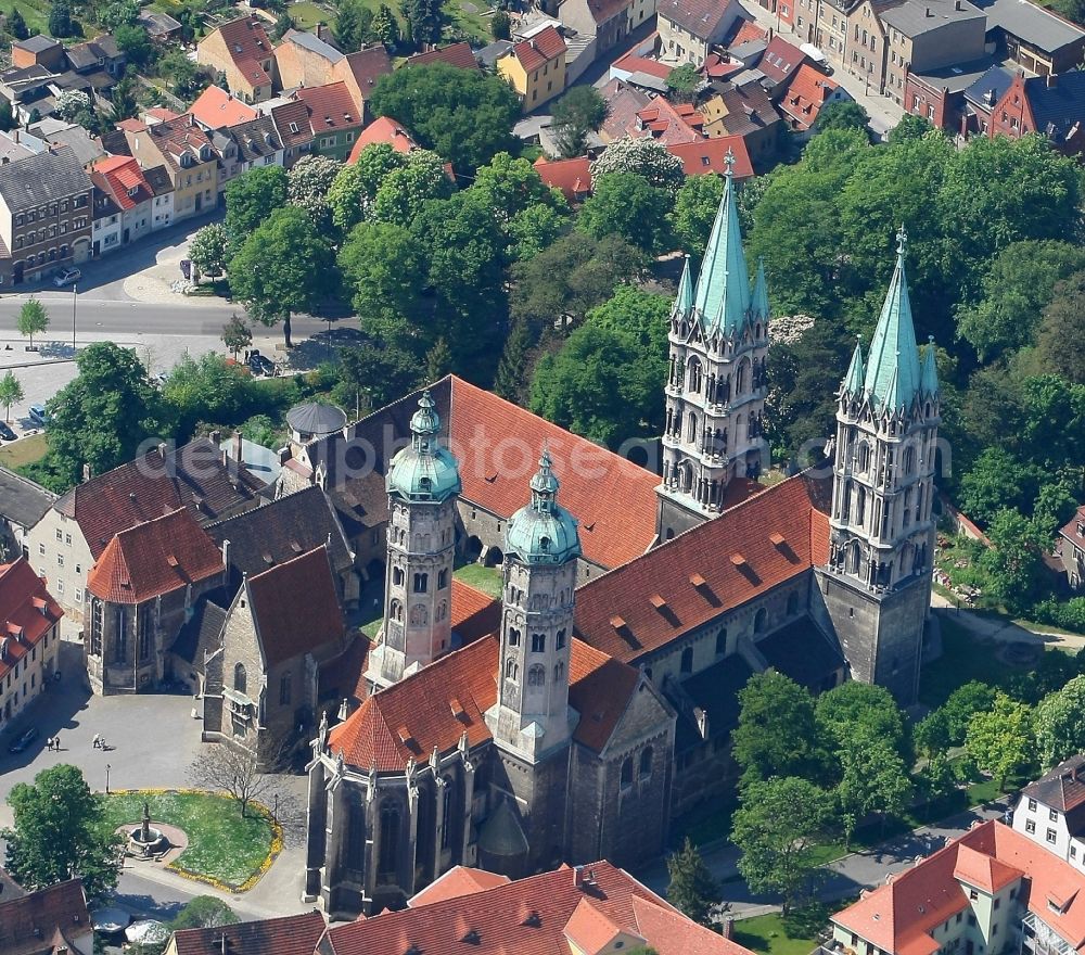 Naumburg (Saale) from above - Church building of the cathedral in the old town in Naumburg (Saale) in the state Saxony-Anhalt, Germany