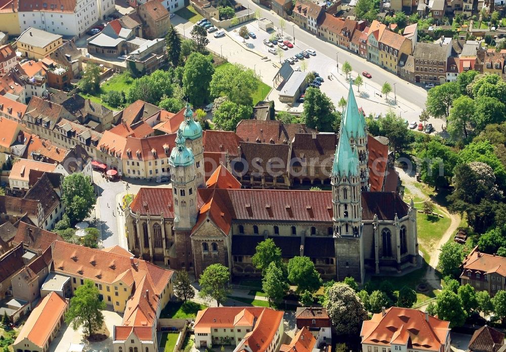 Naumburg (Saale) from above - Church building of the cathedral in the old town in Naumburg (Saale) in the state Saxony-Anhalt, Germany