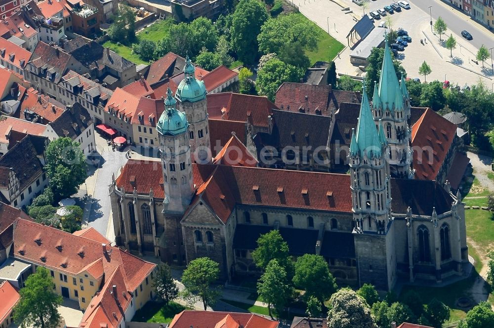 Aerial image Naumburg (Saale) - Church building of the cathedral in the old town in Naumburg (Saale) in the state Saxony-Anhalt, Germany