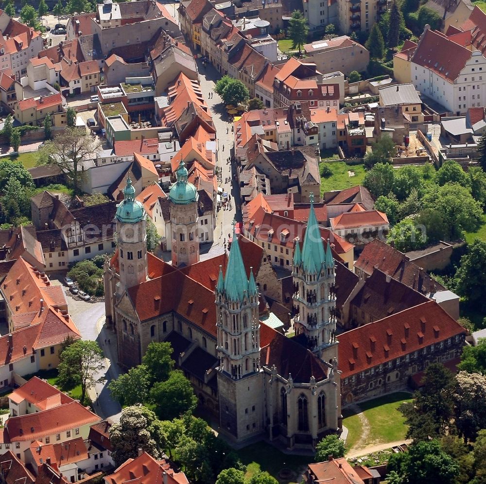 Naumburg (Saale) from above - Church building of the cathedral in the old town in Naumburg (Saale) in the state Saxony-Anhalt, Germany