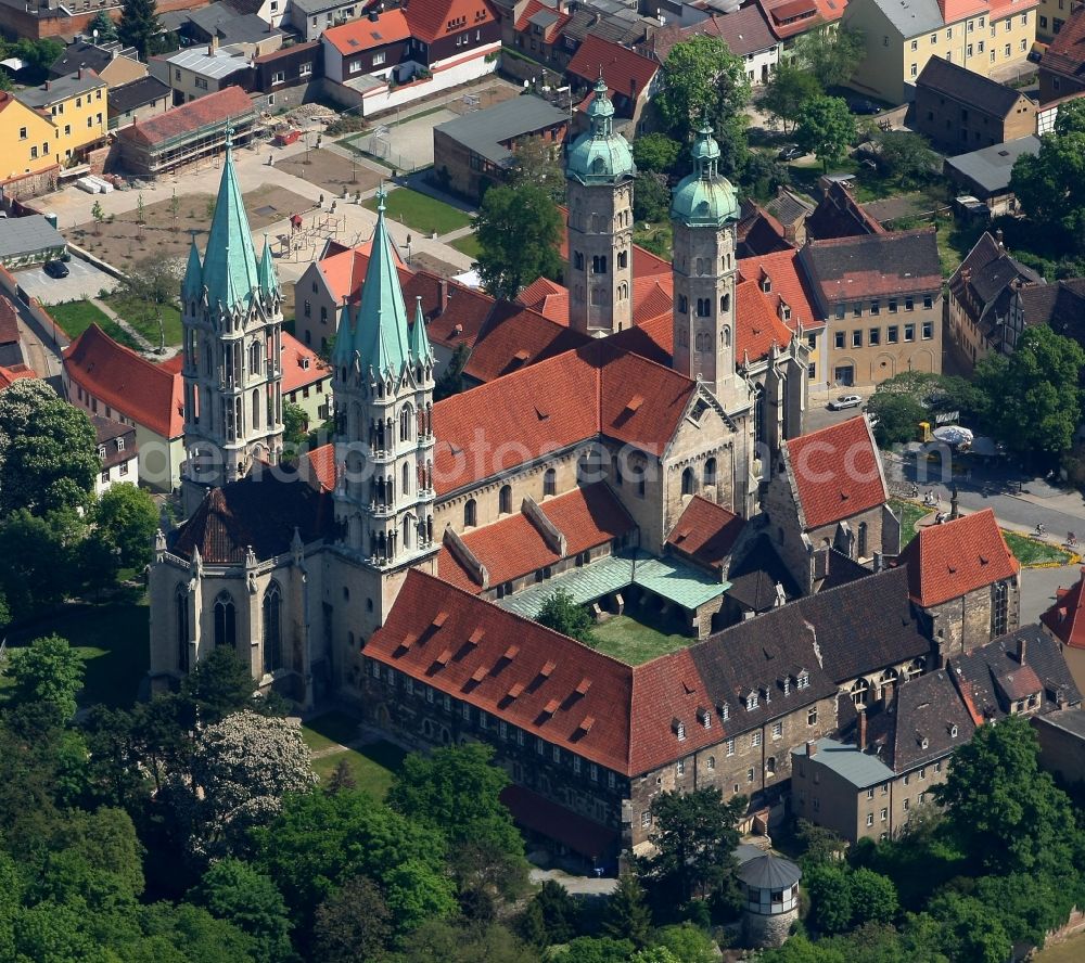 Naumburg (Saale) from above - Church building of the cathedral in the old town in Naumburg (Saale) in the state Saxony-Anhalt, Germany