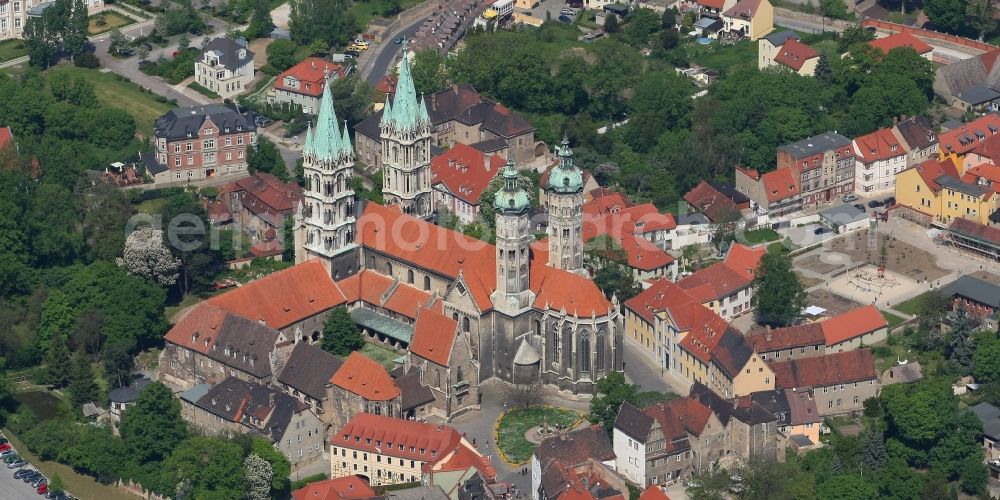 Naumburg (Saale) from above - Church building of the cathedral in the old town in Naumburg (Saale) in the state Saxony-Anhalt, Germany