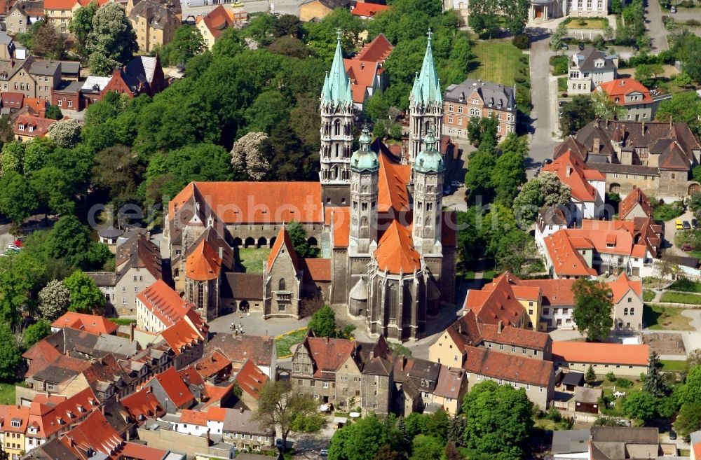 Naumburg (Saale) from above - Church building of the cathedral in the old town in Naumburg (Saale) in the state Saxony-Anhalt, Germany