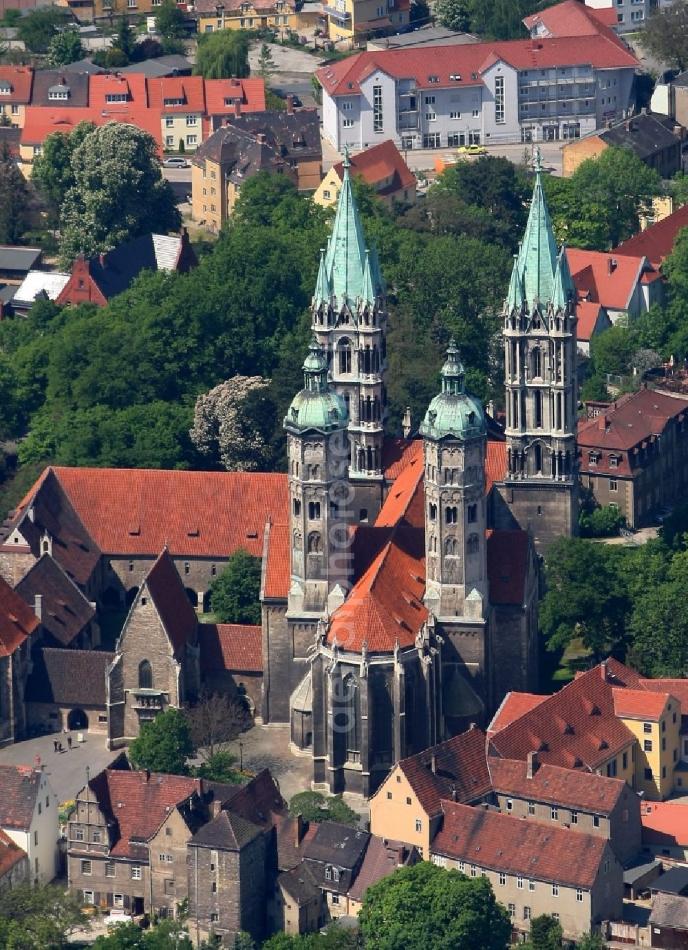 Aerial image Naumburg (Saale) - Church building of the cathedral in the old town in Naumburg (Saale) in the state Saxony-Anhalt, Germany