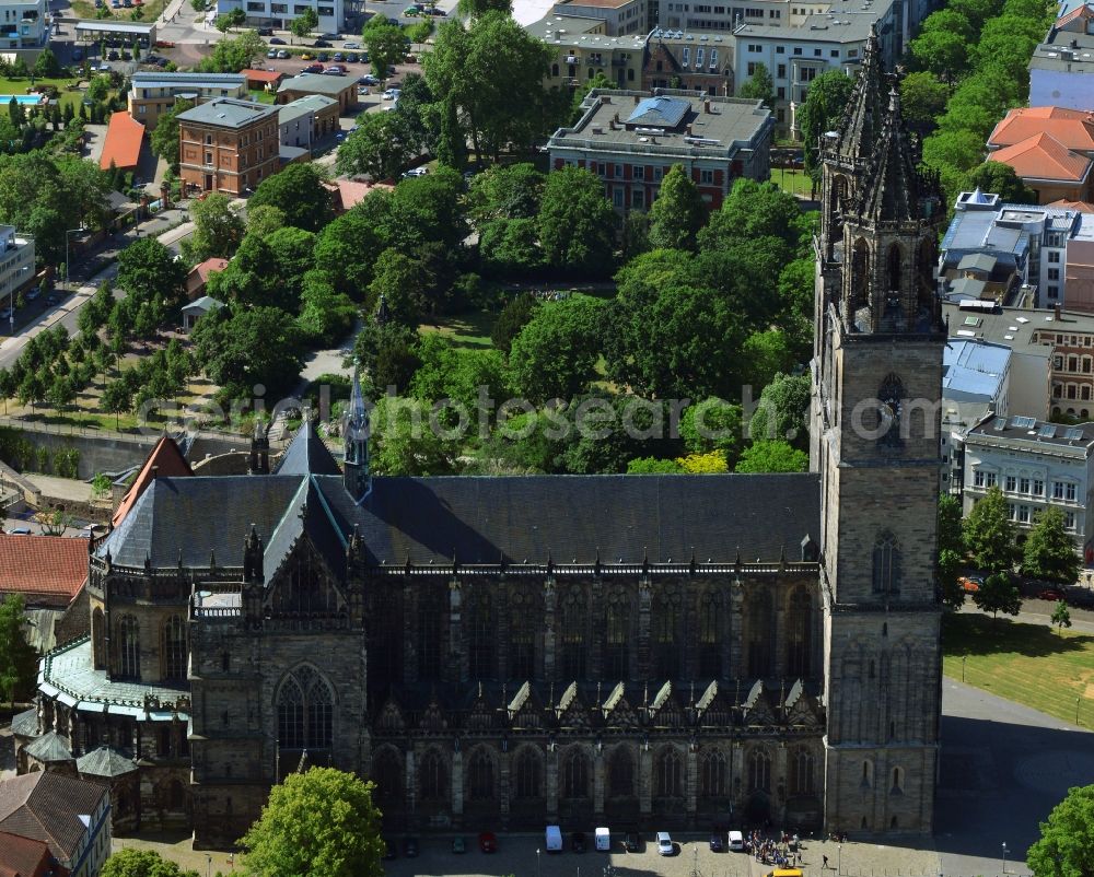 Aerial photograph Magdeburg - Church building of the cathedral in Magdeburg in the state Saxony-Anhalt