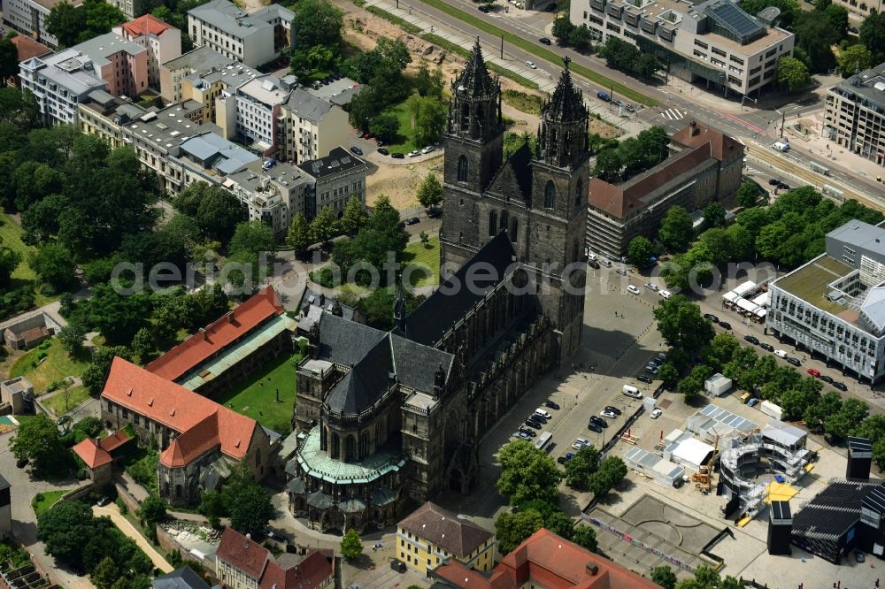 Aerial photograph Magdeburg - Church building of the cathedral in Magdeburg in the state Saxony-Anhalt